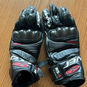 Clover RS-4 Leather Motorcycle Gloves XXL – Black & Red